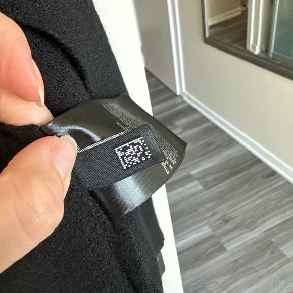 Ted Baker NWOT Black Asymmetric Zip Leather-Trim Wool Jacket - Picture 14 of 16